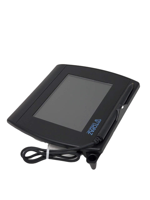 Built Tough 5.7 Inch Biometric Electronic Signature Capture Pad With Color Screen And Virtual Serial Via Usb, black housing with pen.