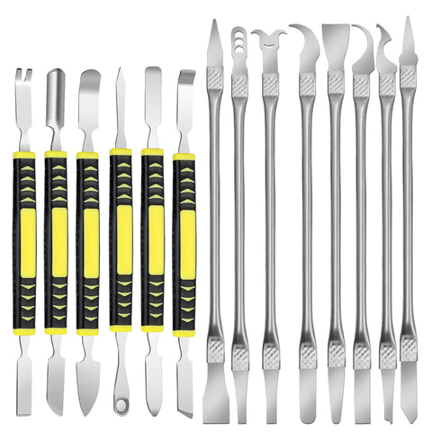 14 Piece Stainless Steel Dual End Spudger Pry Tool Kit For Pro Repairs On Phones Laptops Tablets Smartwatches And Digital Appliances With Versatile Dual End Crowbar Openers For Safe Precise Openings