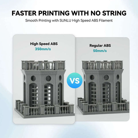 Comparison of High Speed ABS 3D Printer Filament 1.75mm Black at 350 mm/s vs Regular ABS at 50 mm/s