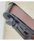 Close-up of the belt on the Compact Vertical Belt Sander and Bench Grinder Combos for precision sanding and polishing.