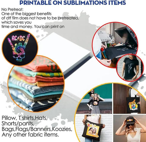Premium DTF Transfer Film 13X19 Matte Clear PET Heat Transfer Paper printable on fabrics with no pretreatment needed