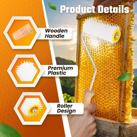 Beekeeping Uncapping Needle Roller For Honeycomb Extraction With 5 Inch Hardwood Handle Propolis And Honey Harvesting Tool