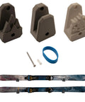 Slick Horizontal Ski Rack Wall Mount Bracket Black Hookless Design Keeps Your Boards Flat Against The Wall with accessories.