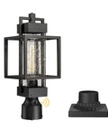 Dusk To Dawn Outdoor Post Lights Two Pack No Fuss Black Sand Finish With Bubble Glass Auto On Off Sensor Energy Saving Garden Patio House Lighting Weatherproof 6.3 In By 6.3 In By 17.7 In