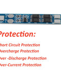 Heavy Duty Ten Pack Two Series BMS Lithium Battery Protection Board For 18650 Cells showing short circuit and overcharge protection features.