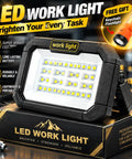 Rechargeable Camping Solar Light, Solar Work Light, Portable LED Flood Light with multiple bright LEDs, compact design.