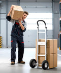 Heavy Duty Aluminum Hand Truck Dolly With Non Slip Wheels And Handle, 500 Lb Capacity Portable Trolley in warehouse setting