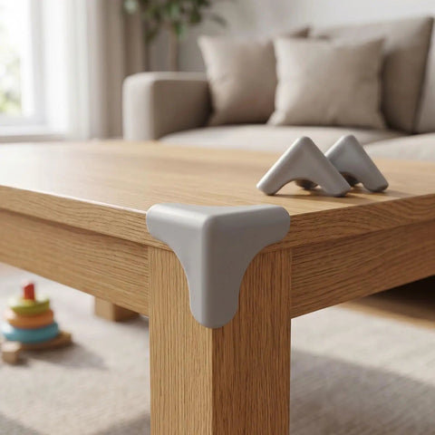 Soft Silicone Corner Protectors With Self Adhesive Edge Covers For Tables Desks And Kitchen Cabinets Protect Kids And Pets From Sharp Edges Rugged Yet Gentle Guard That Prevents Bumps And Injuries In Grey on table