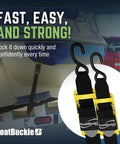 Pro Series Kwik Lok Boat Tie Down Straps For Trailers With Boat Pads 2 Pack Heavy Duty Easy To Use Adjustable Transom Tie Downs image