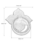 Diagram of a 4 Pack Brass Drawer Pulls Antique Brass Cabinet Ring Handle with dimensions 1.89 by 1.69 inches.