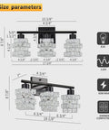 Dimensions of 3 Light Crystal Bathroom Vanity Light Fixture Over Mirror Rotatable Matte Black Crystal Indoor Wall Lights.