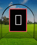 Heavy Duty 4x6 Ft Baseball Batting Cage Backstop With PVC Vinyl Backdrop, Strike Zone, Net Saver, Fluorescent Night Shine in backyard