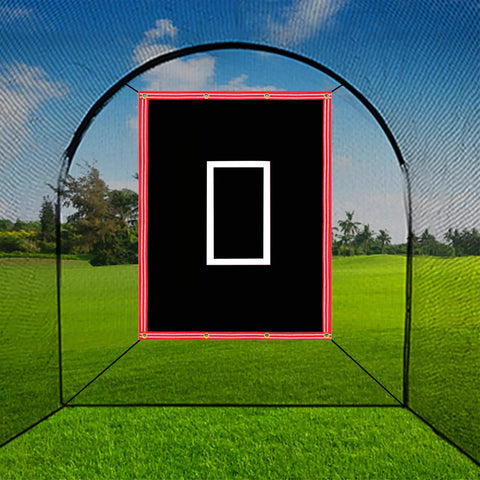 Heavy Duty 4x6 Ft Baseball Batting Cage Backstop With PVC Vinyl Backdrop, Strike Zone, Net Saver, Fluorescent Night Shine in backyard