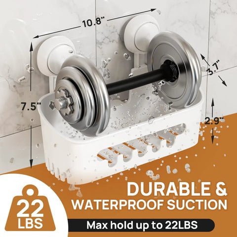 Powerful Suction Cup Shower Caddy With Removable Shelf Slick Install Bathroom Organizer Holds Up To 22 Lbs Waterproof