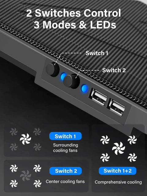 Close-up of Whisper Quiet Laptop Cooling Pad With Five Fans For 12 To 17 Inch Laptops And Notebooks Beastly Cool Gaming Cooler