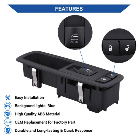 Passenger Side Power Window Switch Replacement 4602544AG Compatible With 2008 2012 Grand Caravan Town And Country Liberty Journey Ram 1500 Nitro Easy Install Durable OEM Style Button Panel close-up