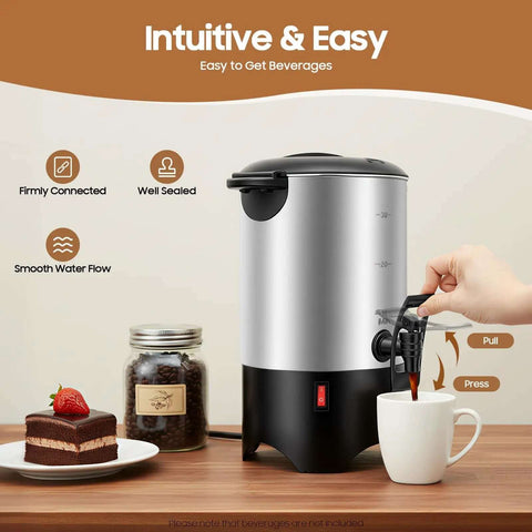 5.2L Heavy Duty Large Capacity Commercial Coffee Urn With Quick Brew For Offices, Catering And Churches, 30-Cup Percolator shown