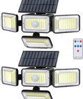 Outdoor Solar Flood Lights With 288 LED 2500LM 4 Head Motion Sensor Security Light With Remote, 2 Pack, IP65 Waterproof