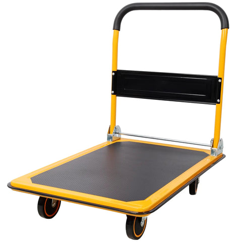 Heavy Duty Foldable Platform Push Cart With 660 Lb Capacity, Steel Construction And Swivel Casters For Smooth Mobility, Your Go To Haul Buddy For Warehouse, Garage Or Home Workshop, 35.8 x 24 in