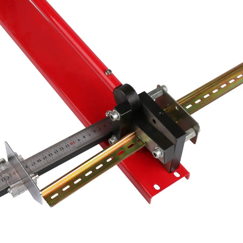 DIN Rail Cutter Tool With Guide And 50cm Length Stop for clean deburr-free cuts on 35x7.5x1mm rails shown close-up.