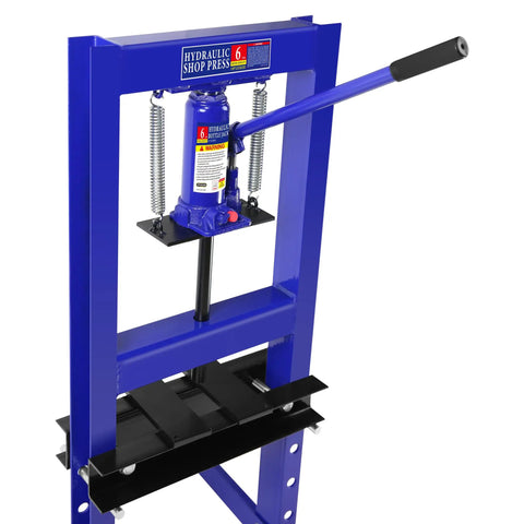 Heavy Duty 6 Ton H Frame Hydraulic Shop Press For Your Garage And Workshop Benchtop Or Floor Model Adjustable Height Includes Plates Blue Finish Ideal For Metal Bending Straightening And Stamping