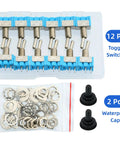 12 Pack Dope Tiny Toggle Switch SPST On Off 2 Pin 2 Position Waterproof Caps Included for DIY Projects PCB Breadboard MTS 101 Pro