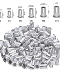 Grab These 20 Flat Head Threaded Insert Nuts For M3 Through M12 Sizes. Assortment of zinc plated carbon steel nuts for heavy-duty use.