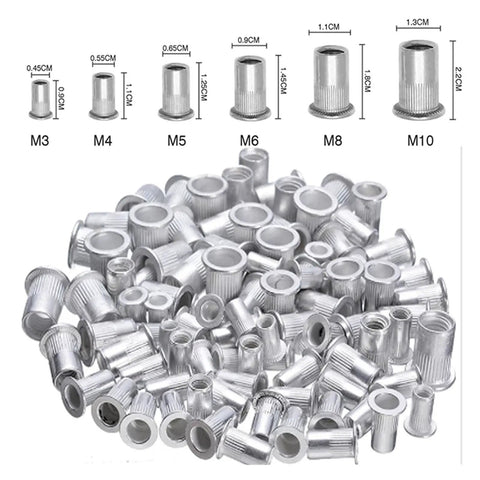 Grab These 20 Flat Head Threaded Insert Nuts For M3 Through M12 Sizes. Assortment of zinc plated carbon steel nuts for heavy-duty use.