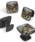 4 Pack Square Cabinet Knobs With Spring Flowers Chicks Fence Drawer Handles Single Hole Easy Install Cabinet Hardware