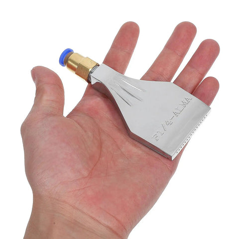 Heavy Duty Industrial Aluminum Air Blower Nozzle With 4Mm Orifice And 14 Inch Male Thread held in hand, showcasing precision tool for equipment maintenance.