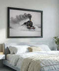Steam Locomotive In Snow Winter Train Wall Art For Living Room And Bedroom Framed Poster Or Canvas Print Modern Eclectic Decor