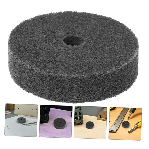 Six Piece Nylon Buffing Polishing Wheels With 10mm Hole For Metal And Furniture Burnishing Heavy Duty Grinding Set That Lasts Longer, dark grey wheel.