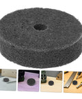 Versatile 6pcs Nylon Buffing Wheel Set With 10mm Hole For Grinding And Polishing Metal Hardware Furniture Auto Parts Stone Marble Tools Ready To Shine - Close-up view of dark nylon buffing wheel.