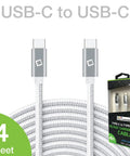 Dual USB C PD 60W Fast Charging Cable With 5Gbps Data Transfer For Power Delivery High Capacity Charging For Mobile Devices Tablets And More Black Ultra Durable Braided Cable, 4 ft braided USB-C to USB-C cable in white