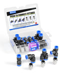 One Quarter Inch Air Fittings Assortment Kit With Push To Connect Pneumatic Fittings Set in plastic organizer