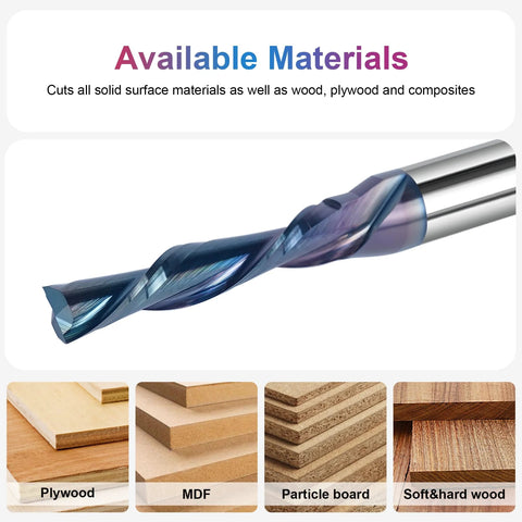SpeTool 1/4 in shank downcut spiral router bit with TAC coating, 3/16 in cutting diameter, close-up view