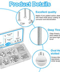 Premium White Wall Plate Screw Assortment 120 Pack Heavy Duty Carbon Steel Outlet And Switch Cover Fasteners, assorted sizes in container.