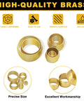 Set of brass compression sleeve ferrules in 228 Piece Brass Compression Sleeve Ferrule Kit For One Eighth To One Half Inch Tubing