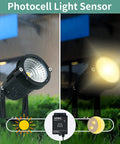 Outdoor Low Voltage Transformer 60W 120V AC to 12V DC for Landscape Lights shown with photocell sensor and countdown timer feature