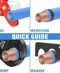 Quick guide for Pro Grade PEX Crimp Tool Kit With Three Eighths Inch Die Sets Copper Crimp Rings PEX Cutter Go No Go Gauge