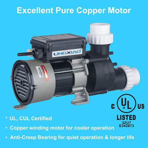 Top Shelf 1Hp Hot Tub And Spa Bath Pump Replacement That Works Like A Charm On 115 Volts With A Rock Solid Pure Copper Motor And Fits A Standard One Point Five Inch Port For Zero Hassle Jet Power Daily - Close-up of copper motor and connections.