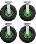 Heavy Duty 8 Inch Pneumatic Wheel Casters Set Of 4 With Thick Rubber Tires And Built Tough Galvanized Brackets delivering noise-free motion.