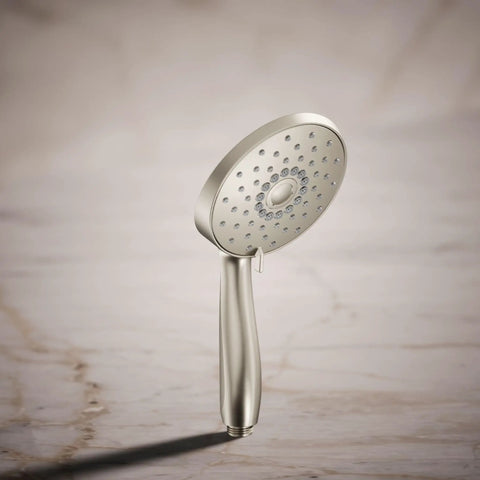 Forte Multifunction Hand Shower Head With 3 Spray Modes Full Coverage Pulsating Massage Silk Mist 1.75 GPM Brushed Nickel Finish