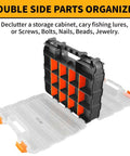 Dual Side 34 Compartments Mini Tool Box Organizer With Customizable Layout And Removable Partitions open with visible sections