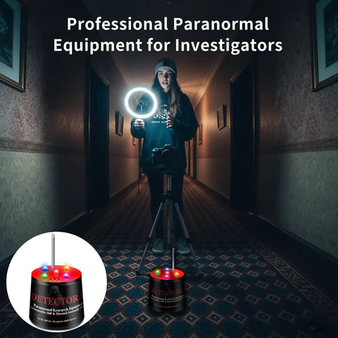 EMF Detector With Temperature Deviation Detection And Five Sensitivity Levels, Radiating Electromagnetic Pod 2.0 For Ghost Hunters And Paranormal Investigations, 360 Degree Antenna For Full Energy Coverage And Fast Real Time Readouts in hallway