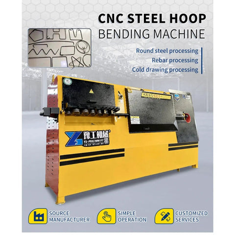 Badass Heavy Duty CNC Rebar Stirrup Bending Machine Straight Up Powerhouse For Steel Bar Processing And Construction Crews built different, yellow unit.