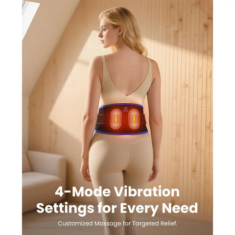 Cordless Heating Pad Belt Massager For Lower Back Relief On The Go With Near Infrared Heat And Red Light Therapy in use