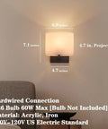 AuroraSpher Indoor Hardwired Modern Milky White Acrylic Black Wall Sconce on wall showing dimensions, perfect for modern decor.