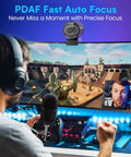 Next Level 4K Webcam Featuring Sony Sensor And Smart Autofocus For Streamers And Content Creators Boasting 1080p At 60fps capturing a gamer with headset.