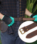 Genuine Leather Florist Tool Belt Gardening Bag For Gardeners And DIY Pros With 3 Pockets Waist Pouch Holster Brown Leather 42 Inches Belt